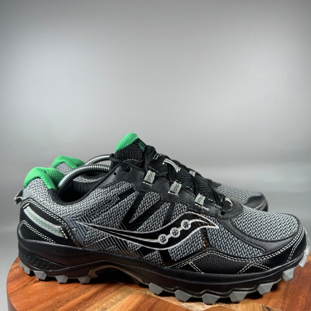 Saucony Excursion TR11 Mens 11 W Black Grey Green Trail Running Shoes S20393-1